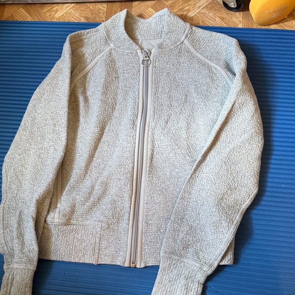 lululemon athletica Light Gray Full-Zip Textured Jacket